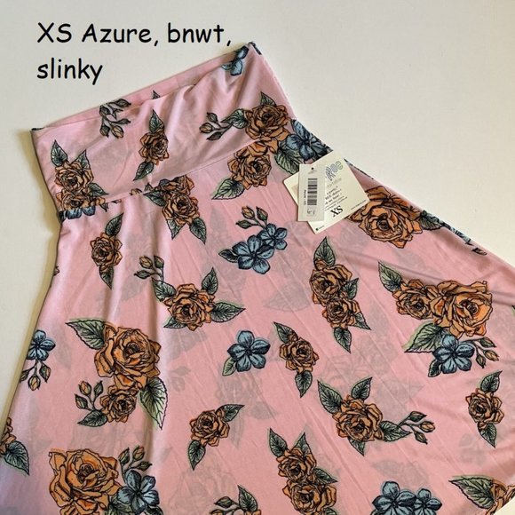 Jupe Azure Lularoe (LLR) - Bleu Et Orange, Taille XS, Longueur Genou - Occasion Très Bon état